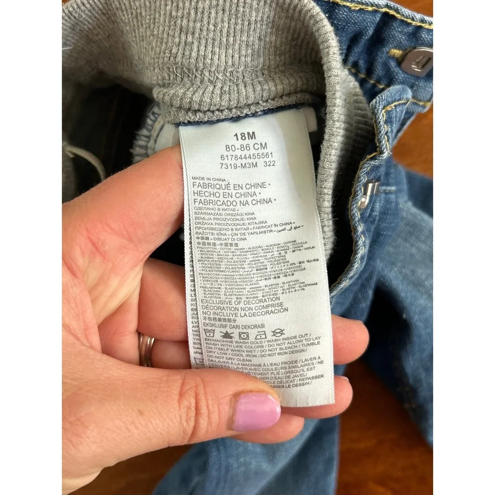 Levis 18M Toddler Boys Pull On Jeans Medium Wash Distressed Denim Pants 7319-M3M
